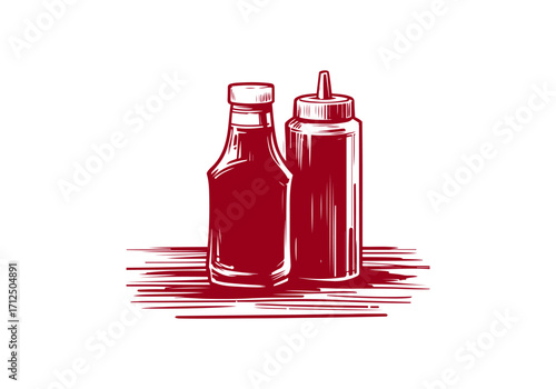 Tomato Ketchup hand drawn vector illustration