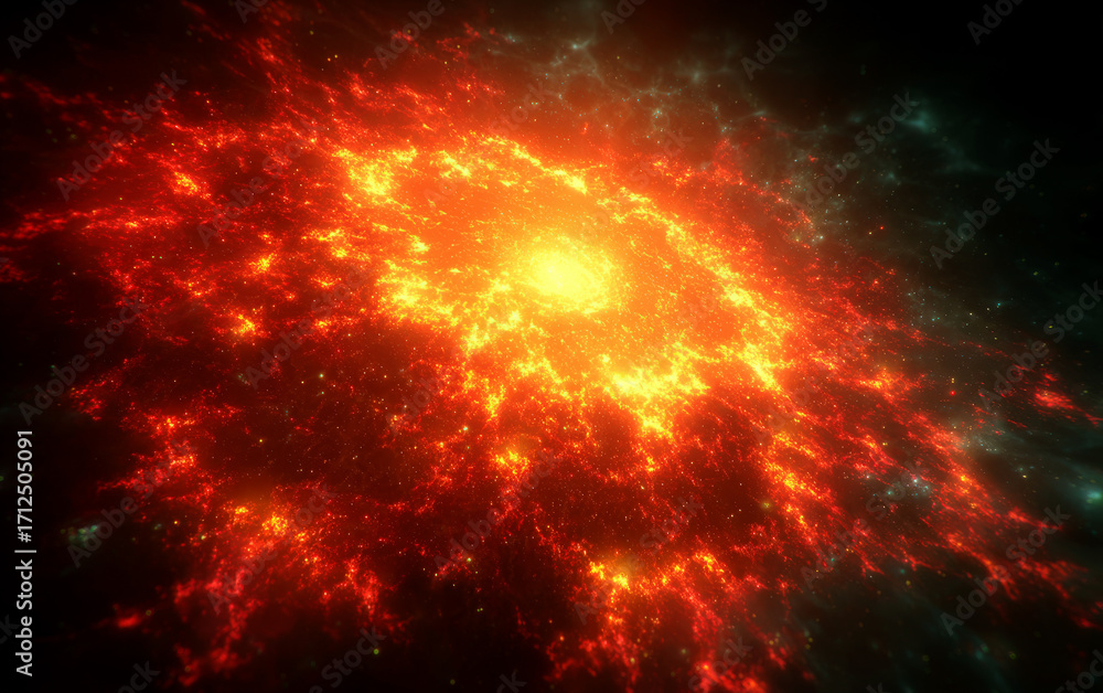 Naklejka premium Vibrant Cosmic Spiral with Bright Central Core and Radiant Arms