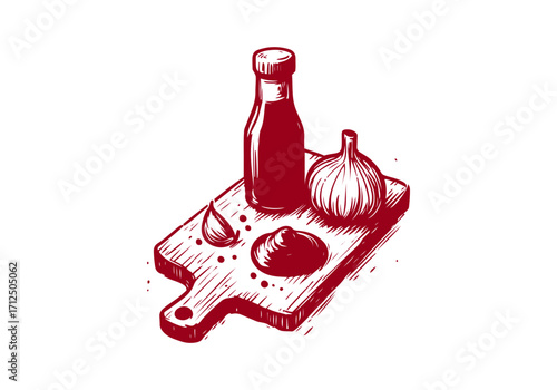 Tomato Ketchup hand drawn vector illustration