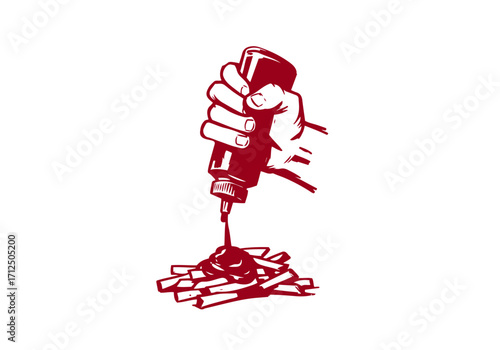 Tomato Ketchup hand drawn vector illustration