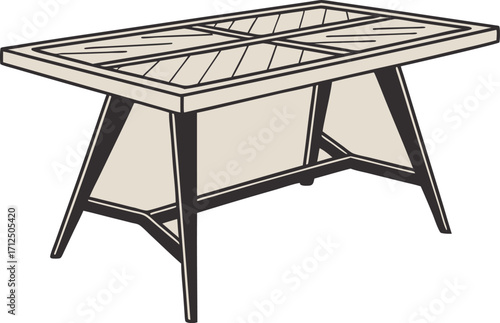 Mid-Century Modern Table Illustration