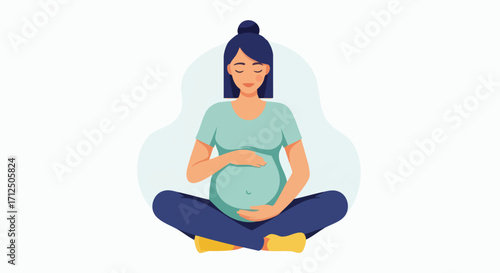 Pregnant Woman Meditating in Lotus Pose.