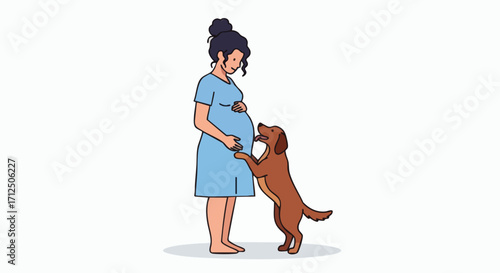 Pregnant woman with her dog a heartwarming moment of anticipation and companionship.