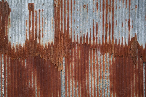Old metal sheet roof texture. Pattern of old metal sheet. Rusty tin texture