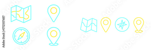 Stylish travel icons for navigation and exploration in a modern design