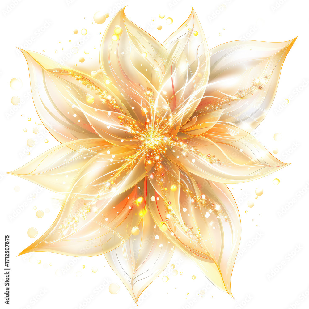 Fototapeta premium Beautiful golden floral design with a transparent background for use in digital art and decor