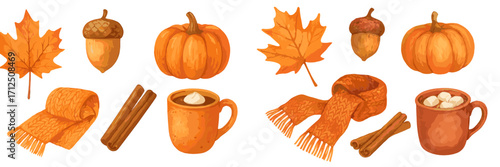Warm autumn decorations and cozy items in shades of orange capture the essence of fall at a local gathering