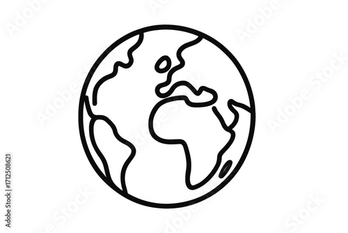 Planet Earth globe line icon. World map symbol for geography. Simple minimal outline vector illustration. Global, international, travel, ecology, environment, conservation concept.