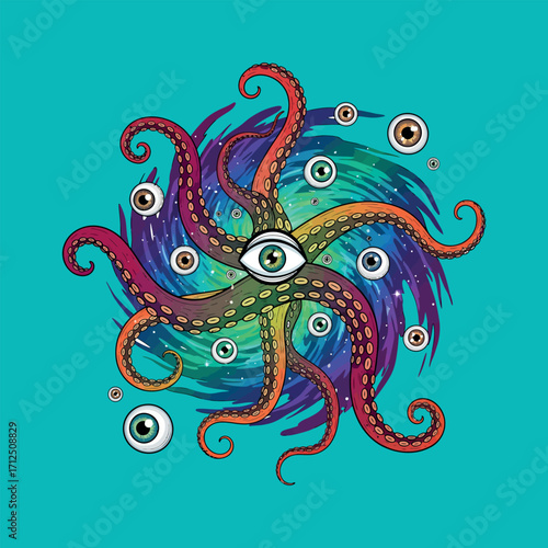 Cosmic Horror abstract backgrounds (tentacles, eyes in nebulae) vector