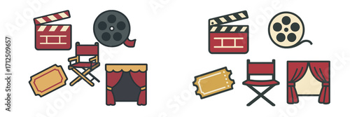 Creative symbols of cinema and theater highlighting the joy of entertainment and storytelling in modern culture