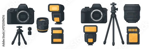 Various camera equipment laid out on a surface for photography enthusiasts and professionals to explore their options