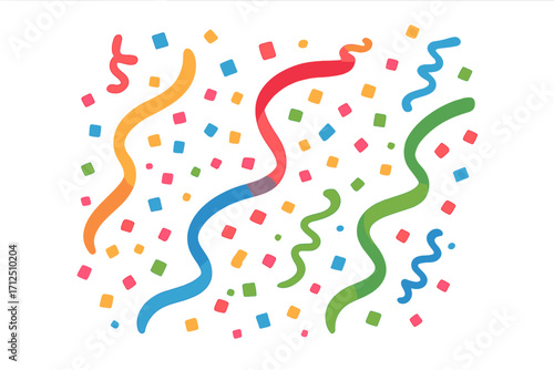 Vector confetti burst effect set. Colorful party popper explosion with falling streamers and ribbons. Festive design element for birthday, carnival, new year, anniversary, holiday.
