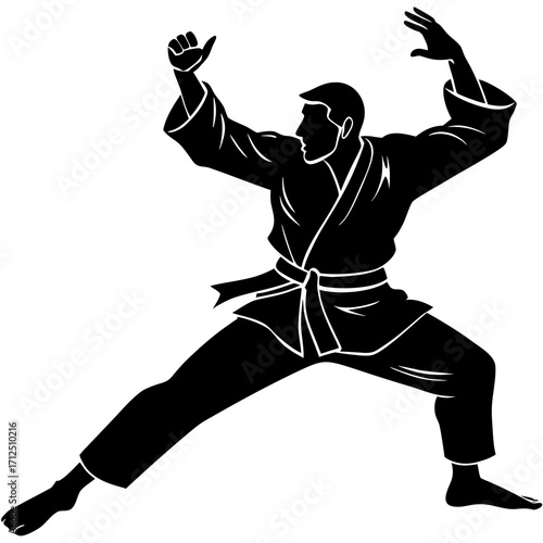 Karate Man Silhouette Vector Illustration