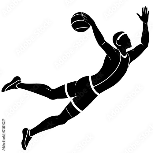 Basketball Player Jump Shot Silhouette Vector Illustration