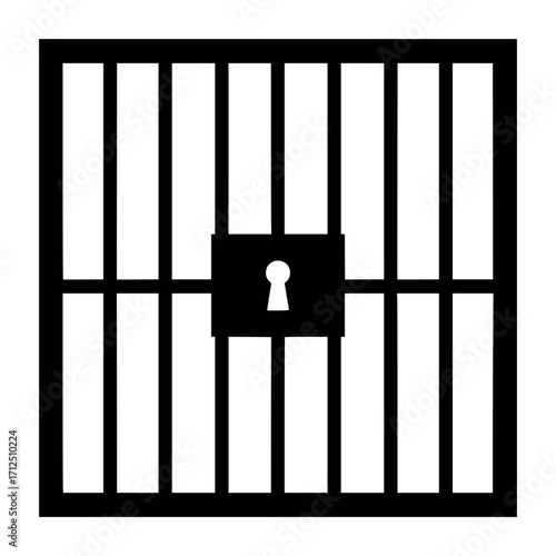 Prison Bars Icon – Jail Cell Door with Keyhole Vector Illustration