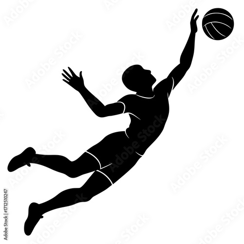 Basketball Player Jump Shot Silhouette Vector Illustration