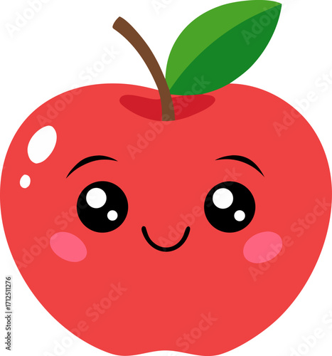 Apple smiling cheerfully with rosy cheeks icon