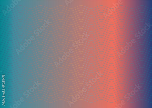 Abstract Teal and Coral Wave Pattern:  Seamless Gradient Background Texture