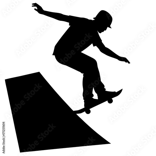 Dynamic Skateboarder Performing Tricks on Edge Vector Illustration
