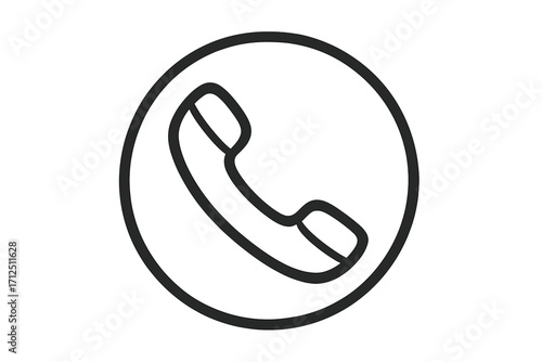 Phone icon, simple telephone receiver symbol. Line art for contact us button. Vector illustration for communication, support, and customer service concepts. Call center pictogram.