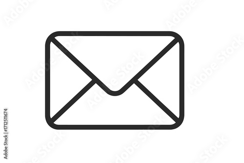 Mail envelope icon vector for email and messages. Simple letter outline symbol for contact and communication. Business correspondence post graphic. Minimalist web button design.
