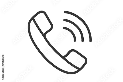 Ringing phone icon for communication. Telephone handset symbol. Vector outline for contact us, customer service, support, or help desk concepts. Line art illustration.