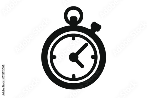 Stopwatch timer icon for measuring speed and time. Chronometer symbol for deadline, countdown, and urgency. Vector graphic for sport, race, competition, and fast work.
