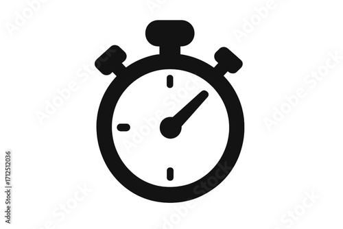 Stopwatch icon silhouette style. Timer and chronometer symbol for time measurement. Vector illustration for concepts like speed, deadline, urgency, sport, and performance.