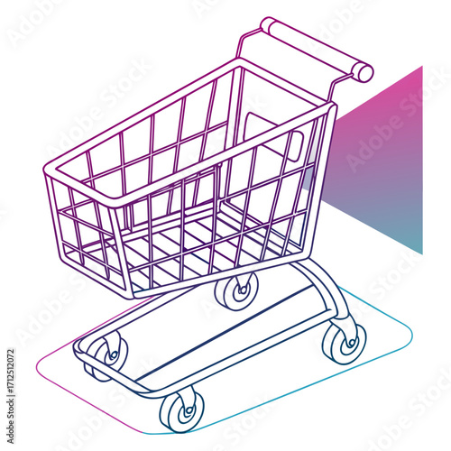 Shopping cart illustration with a modern gradient background