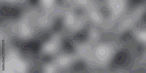 Abstract topographic contour map background in grayscale with smooth, organic shapes and layered effect for design and science visualization