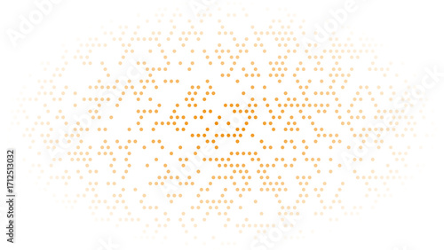 Abstract shimmering golden dots forming a dynamic pattern on a white background