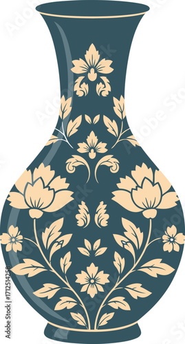 Floral Decorative Vase Vector Illustration