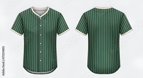 Green Pinstripe Baseball Jersey Front and Back Views
