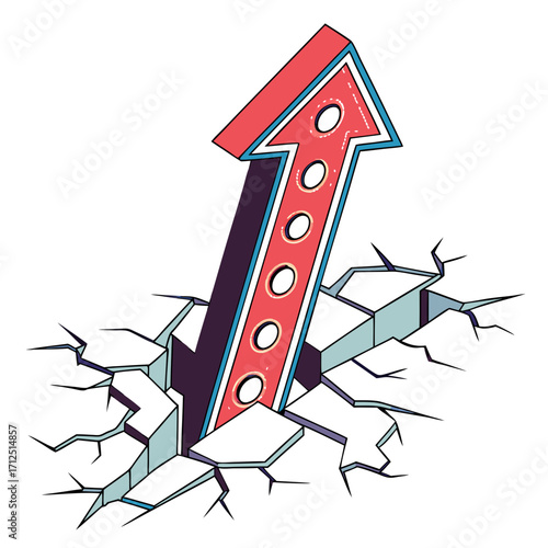 Arrow breaking through ground, symbolizing growth and overcoming challenges