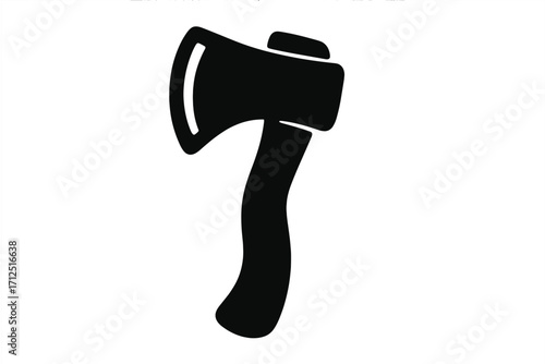 Axe silhouette vector icon. Hatchet tool for chopping wood. Lumberjack equipment for forestry. Woodworking and carpentry symbol. Camping, survival, outdoor adventure concept.