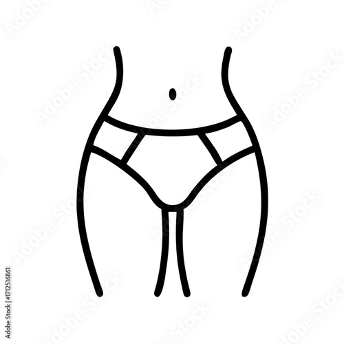a black outline of a woman's lower body in panties