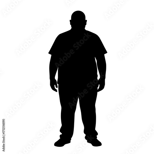 a solid black silhouette of an overweight man