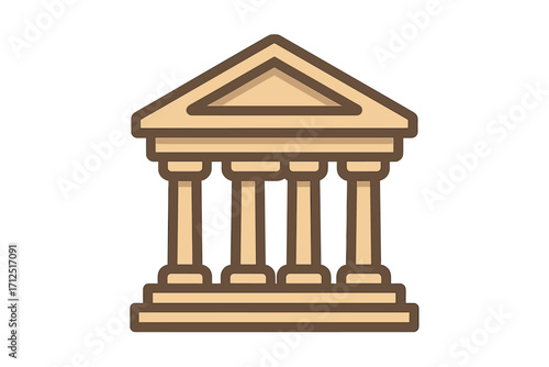 Greek temple icon vector illustration. Ancient roman parthenon building. Bank, court, university or museum symbol. Classic government architecture logo. Finance, law, justice.