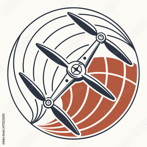 Drone with propeller in circle vector art