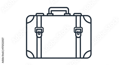 Simple line art illustration of a suitcase on, representing travel, luggage, and vacation