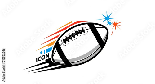 Dynamic american football illustration, showcasing speed and motion, ideal for sports branding and promotional materials with energy