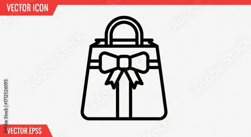 Shopping bag with ribbon is a vector illustration, perfect for ecommerce, gifts, fashion, and retail businesses