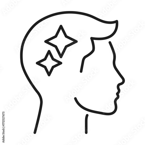 human head line vector icon. Mental health concept