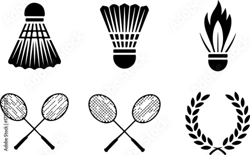 Badminton Champions Logo – Shuttlecock and Rackets Emblem