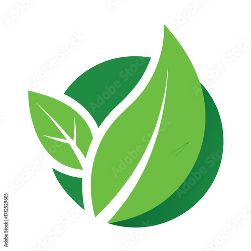 Modern flat green leaf icon representing eco friendly concepts and nature perfect for branding and design projects
