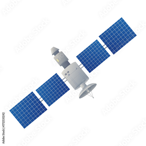 Orbital Satellite Deploying Solar Panels for Space Exploration