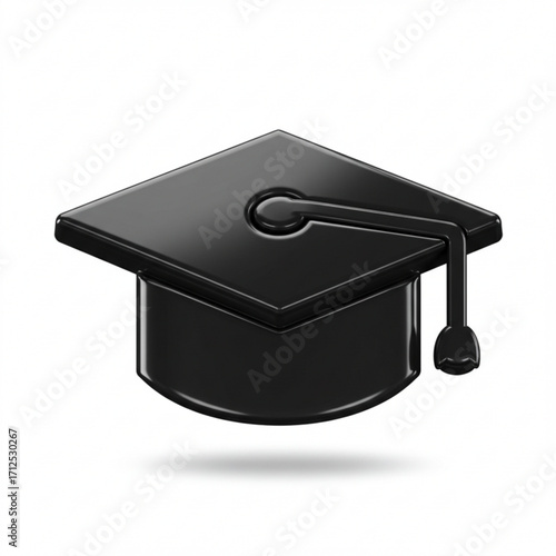 3d illustration of black graduation cap