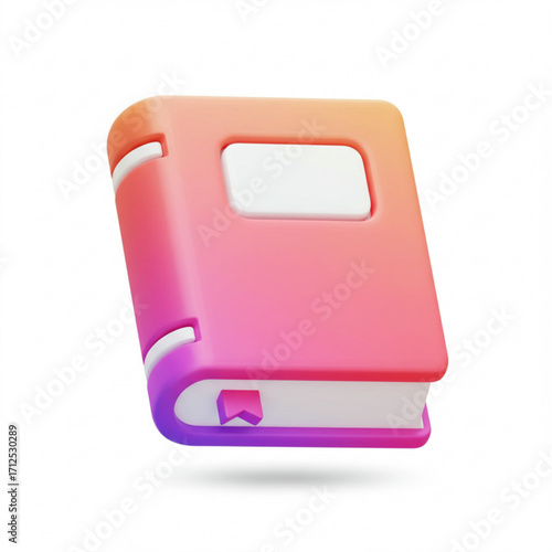 3d illustration of 3d pink and purple gradient book icon