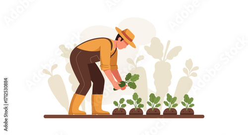 Farmer Harvesting Fresh Vegetables In A Lush And Thriving Garden, Healthy Lifestyle