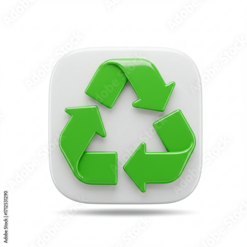 3d illustration of green recycling symbol